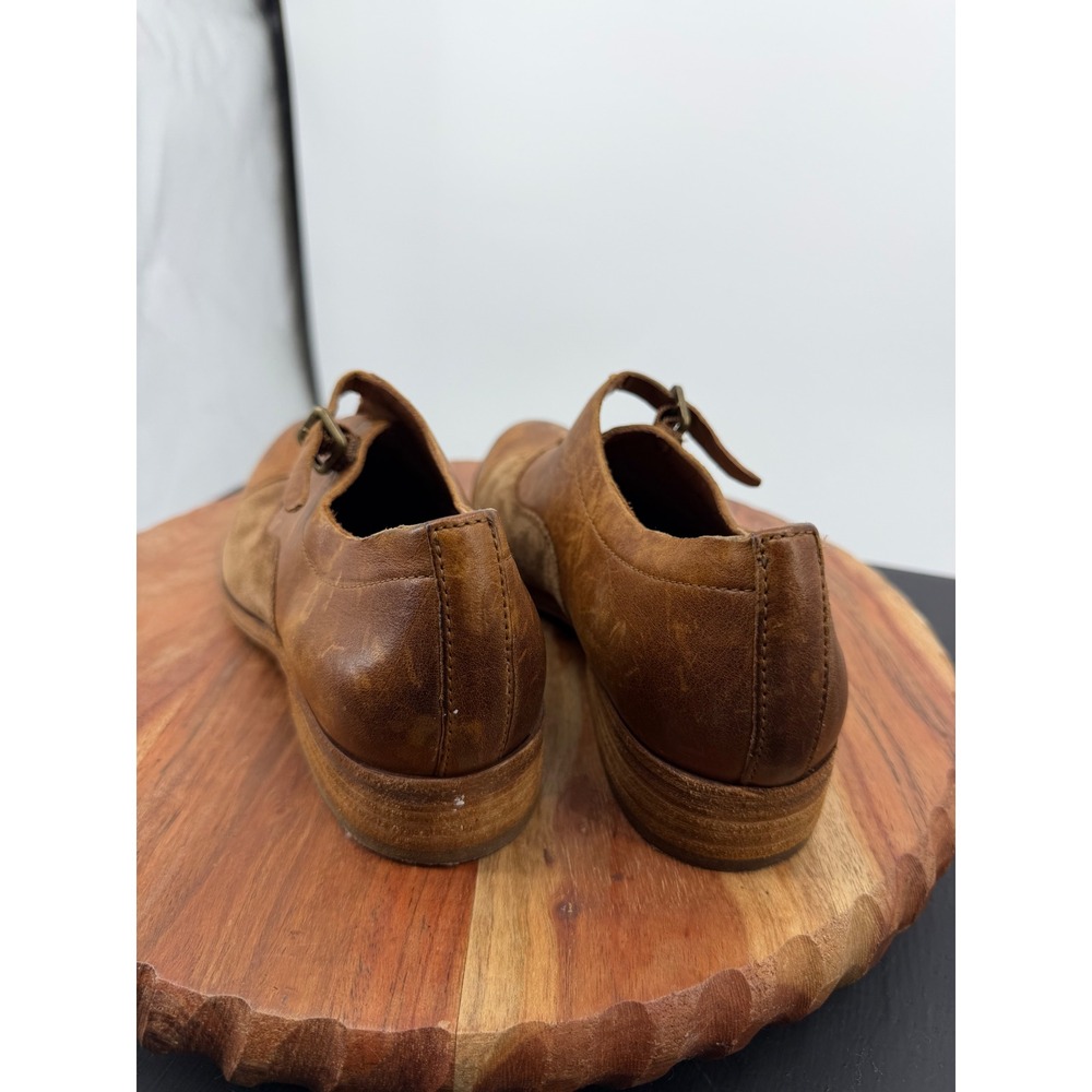 Kork-Ease Niseda Oxford Shoes Womens 7 Brown Leather Suede Buckle Cap Toe Flats - Picture 4 of 9